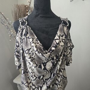 Snake Print Cold Shoulder Top